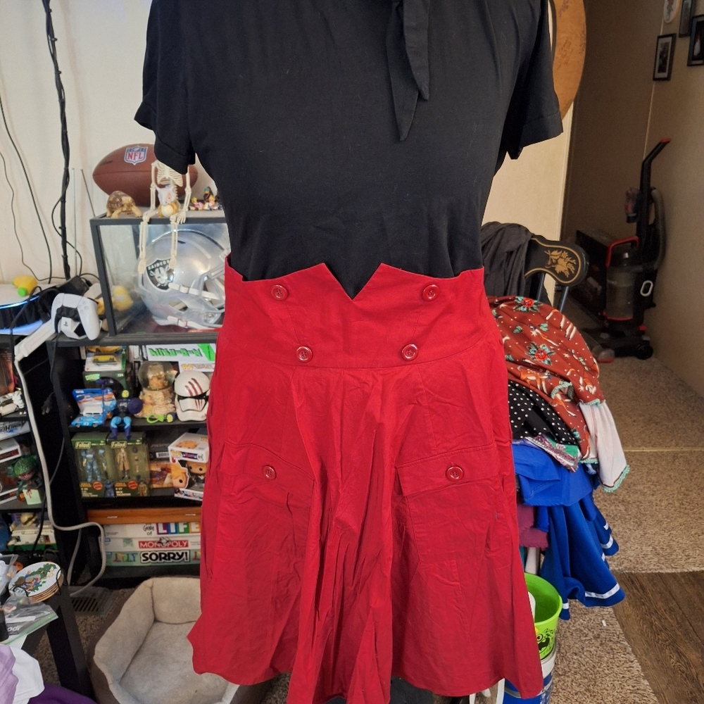 Black and Red Buttoned Dress